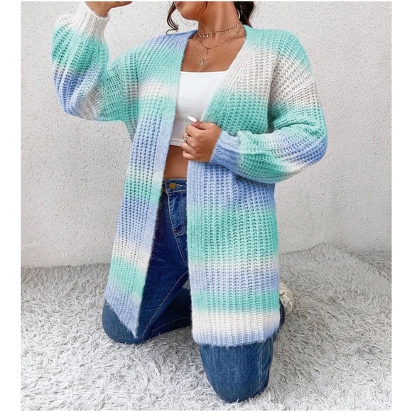 Plus Ombre Open Front Knit Cardigan - Picture 9 of 10
